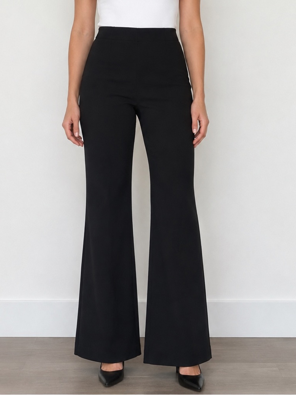 KIMHĒKIM Black High-Waisted Flare Dress Pants | Minimalist Office Trousers